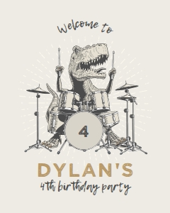 Dinosaur Drum Birthday Welcome Sign 692 design preview