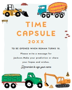 Construction Birthday Time Capsule 691 design preview