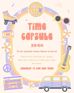 Disco Party Time Capsule Game sign and card 693 design preview