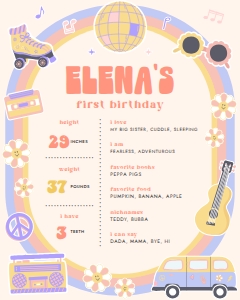 Disco Ball First Birthday Milestone Sign 693 design preview
