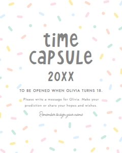 Baby Sprinkle Time Capsule Game sign and card 696 design preview