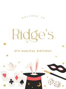 Magic show birthday welcome sign design preview