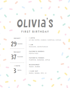 Sweet Sprinkle Birthday Infographic Stats First Birthday 696: Sweet Sprinkle Birthday Infographic Stats First Birthday 696