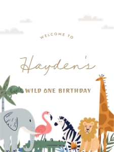 Safari Animal Wild Animal Birthday Welcome Sign 681: Safari Animal Wild Animal Birthday Welcome Sign 681