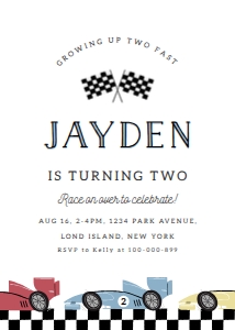 Racing car birthday invitation 22: Racing car birthday invitation 3