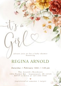 It's a Girl Floral Baby Shower Invitation design preview