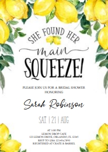 Lemon Greenery Bridal Shower Invitation design preview