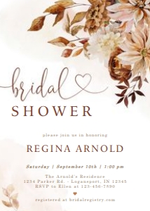 Floral Autumn Bridal Shower Invitation - Digital: Floral Autumn Bridal Shower Invitation