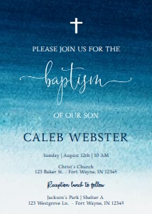 Blue Ocean Wave Baptism Invitation design preview