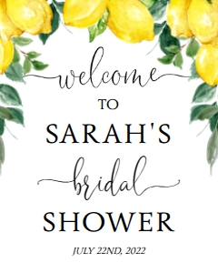 Welcome Sign 8x10 - Digital: Lemon Welcome Sign