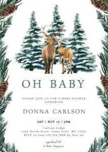 Deer Oh Baby Baby Shower Invitation design preview
