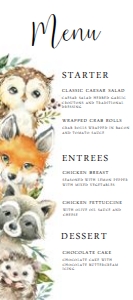 Menu - Woodland design preview