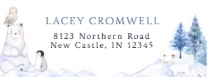 Winter Animal Blue Address Label design preview
