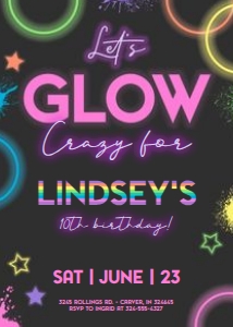 Glow Birthday Invitation design preview