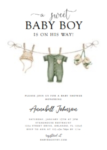 Baby Boy Boho Baby Shower Invitation design preview