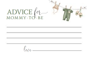 Advice Card - Green Baby Clothesline design preview