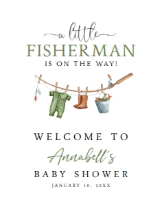 Fisherman Welcome Sign - 11x14 - Printed: Fisherman Baby Shower Welcome Sign