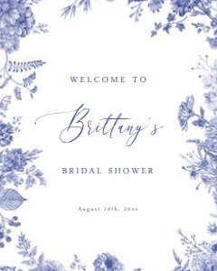 Something Blue Floral Welcome Sign - 8x10 - Digital: Something Blue Floral Welcome Sign