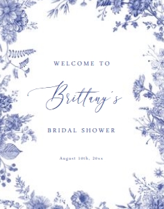 Something Blue Floral Welcome Sign - 11x14 - Digital: Something Blue Floral Welcome Sign