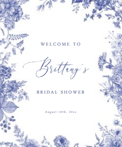 Something Blue Floral Welcome Sign - 20x24 - Digital: Something Blue Floral Welcome Sign