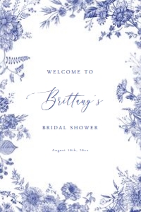 Something Blue Floral Welcome Sign - 20x30 - Digital: Something Blue Floral Welcome Sign