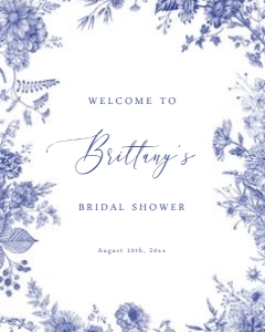 Something Blue Floral Welcome Sign - 16x20 - Digital: Something Blue Floral Welcome Sign