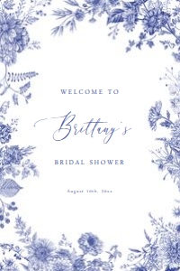 Something Blue Floral Welcome Sign - 24x36 - Digital: Something Blue Floral Welcome Sign