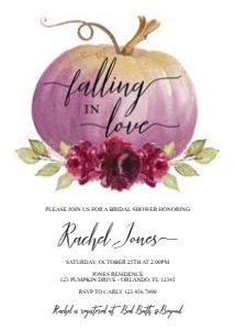 Falling in Love Invite - Printed: Purple Pumpkin Bridal Invitation