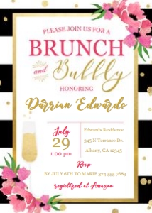 Brunch & Bubbly Bridal Invite - Printed: Retro Brunch Bridal Invitation