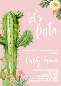 Let's Fiesta Bridal Invite - Printed: Let's Fiesta Bridal Invitation