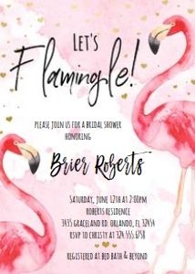 Flamingle Bridal Invite - Digital: Gold Flamingle Bridal Invitation