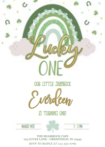 Lucky One Birthday Invite - Printed: Lucky One Birthday Invitation