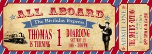 Vintage Train Ticket Birthday Invitation design preview