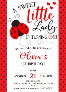Ladybug Birthday Invitation design preview