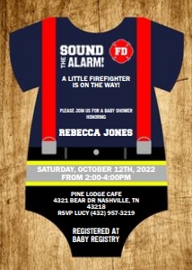 Firefighter Onesie Invite - Digital: Firefighter Baby Onesie Invitation
