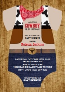 Little Cowboy Baby Invite - Digital: Little Cowboy Baby Invite