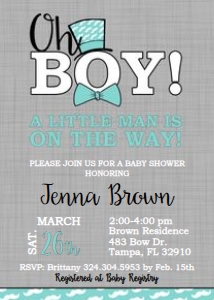 Little Man Baby Shower Invite - Printed: Little Man Baby Shower Invitation