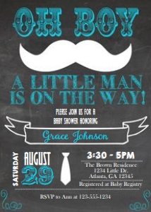 Little Man Baby Shower Invite - Digital: Chalkboard Little Man Baby Shower Invitation