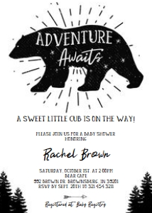 Adventure Awaits Bear Baby Invite - Digital: Adventure Awaits Bear Baby Shower Invitation