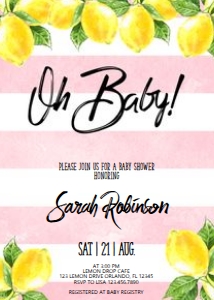 Pink Lemon Baby Shower Invitation design preview