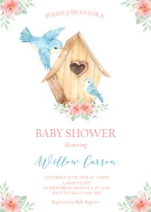 Bird Baby Invite - Printed: Bird Baby Shower Invitation