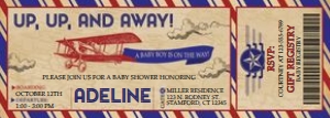 Airplane Baby Invite - Digital: Airplane Ticket Baby Shower Invitation
