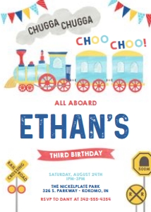 Choo Choo Train Birthday Invitation design preview