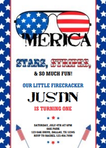 Merica Birthday Invitation design preview
