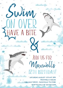 Shark Birthday Invitation design preview