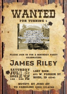 Birthday Invite - Digital: Western Wanted Birthday Invitation