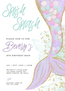 Birthday Invite - Printed: Mermaid Tail Birthday Invitation