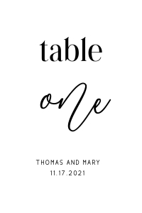 Table Numbers 4x6 Thomas & Mary design preview