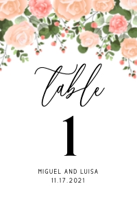 Table Number 4x6 - Miguel & Luisa design preview