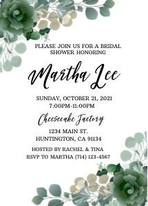Bridal Shower Greenery Invitation: Bridal Shower Invitation Template - Greenery